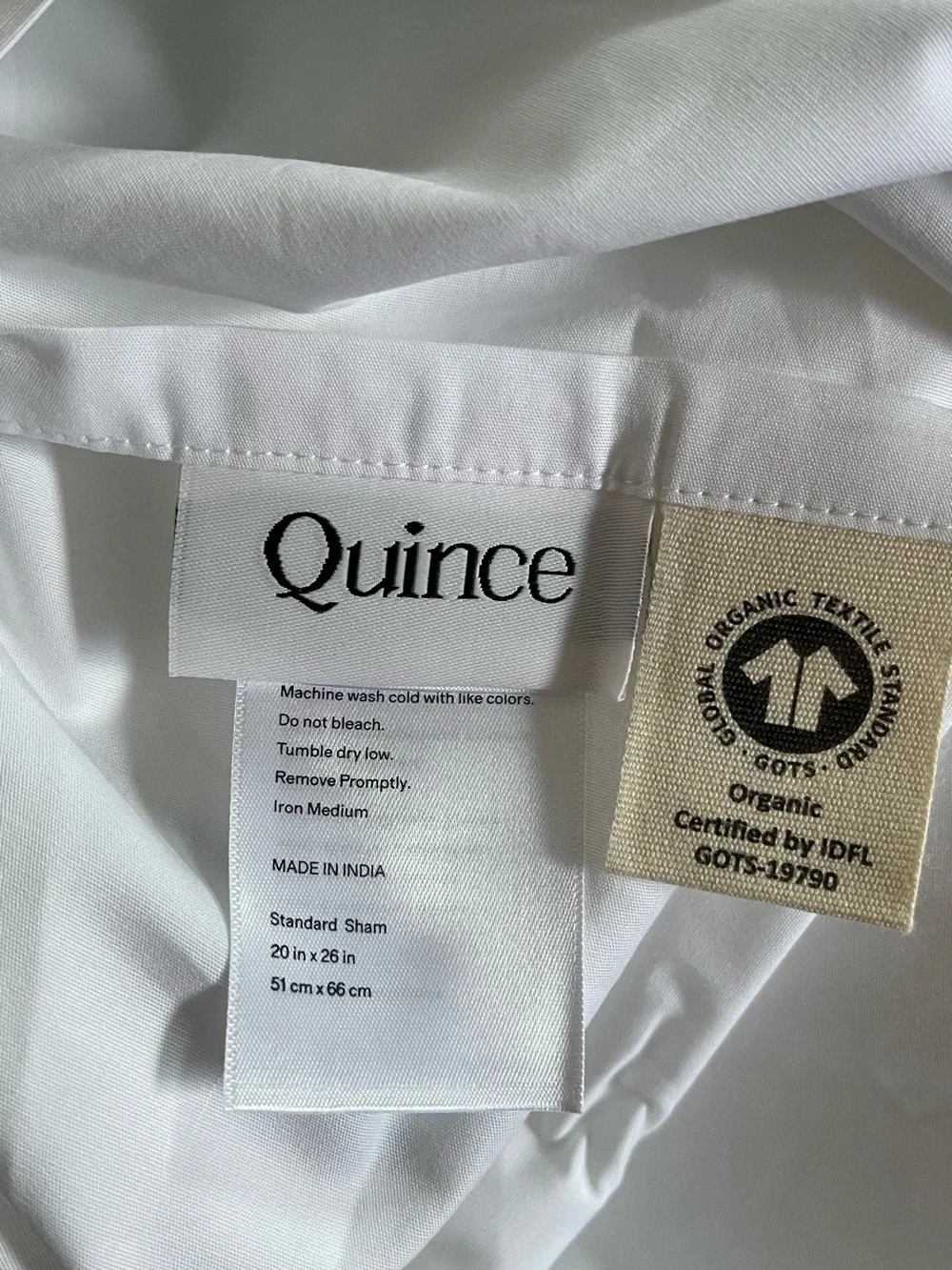 NEW Quince Organic Crisp Percale Sham Set, Standard (White/Dusty Olive)